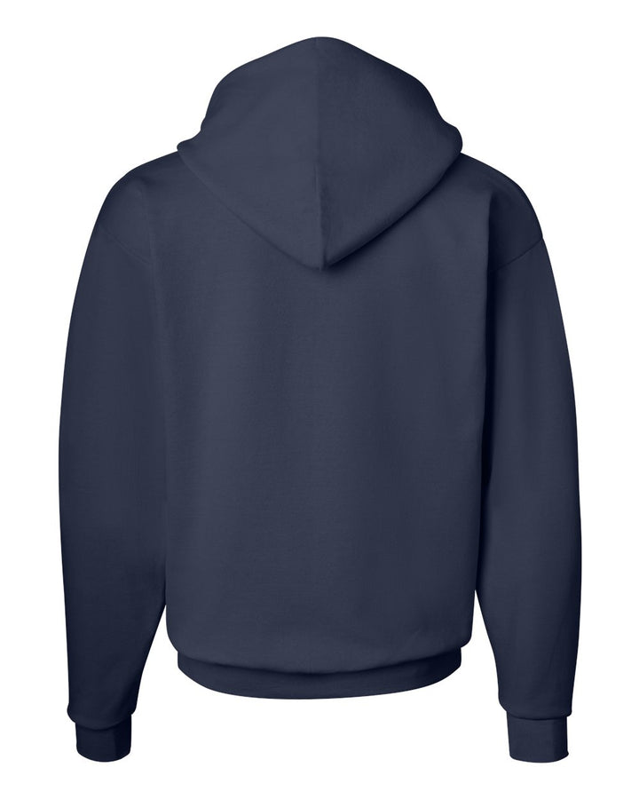 Rear View of Navy Ecosmart® Hooded Sweatshirt - P170