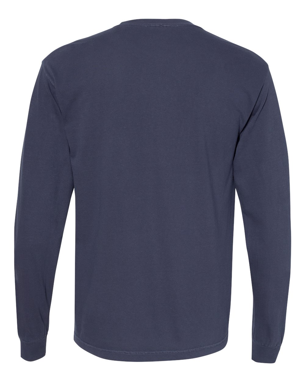 Rear View of Navy Garment-Dyed Heavyweight Long Sleeve T-Shirt - 6014