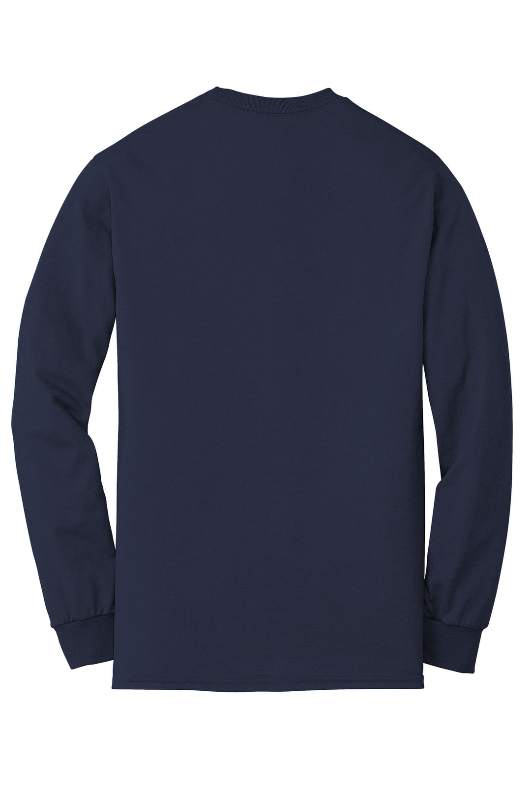 Rear View of Navy Gildan - DryBlend 50 Cotton/50 Poly Long Sleeve T-Shirt. 8400