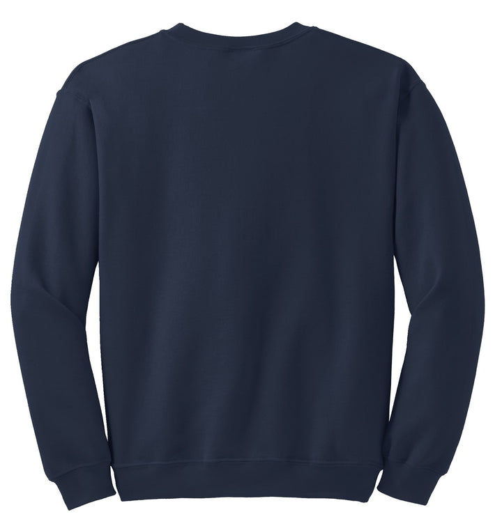 Rear View of Navy Gildan Heavy Blend Crewneck Sweatshirt. 18000