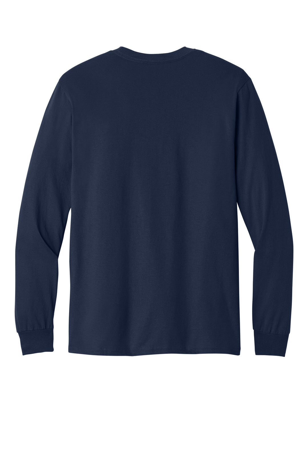 Rear View of Navy Gildan - Heavy Cotton 100% Cotton Long Sleeve T-Shirt. 5400