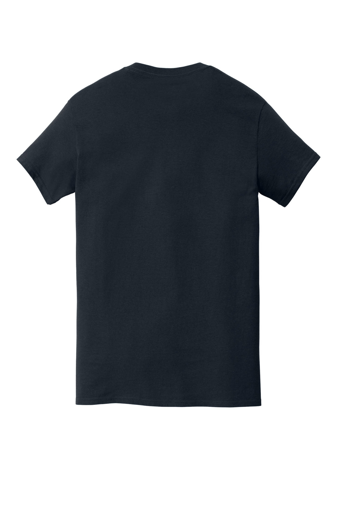 Rear View of Navy Gildan Heavy Cotton 100% Cotton Pocket T-Shirt. 5300