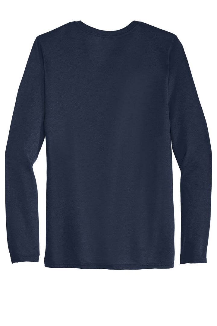 Rear View of Navy Gildan Performance Long Sleeve T-Shirt. 42400
