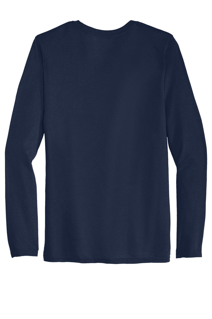 Rear View of Navy Gildan Performance Long Sleeve T-Shirt. 42400