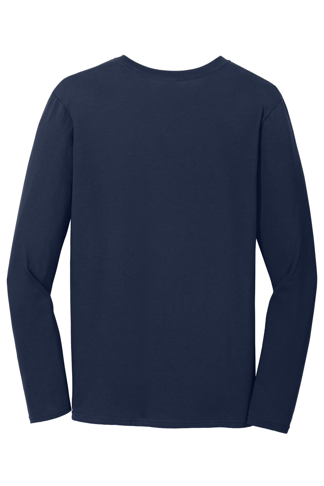 Rear View of Navy Gildan Softstyle Long Sleeve T-Shirt. 64400