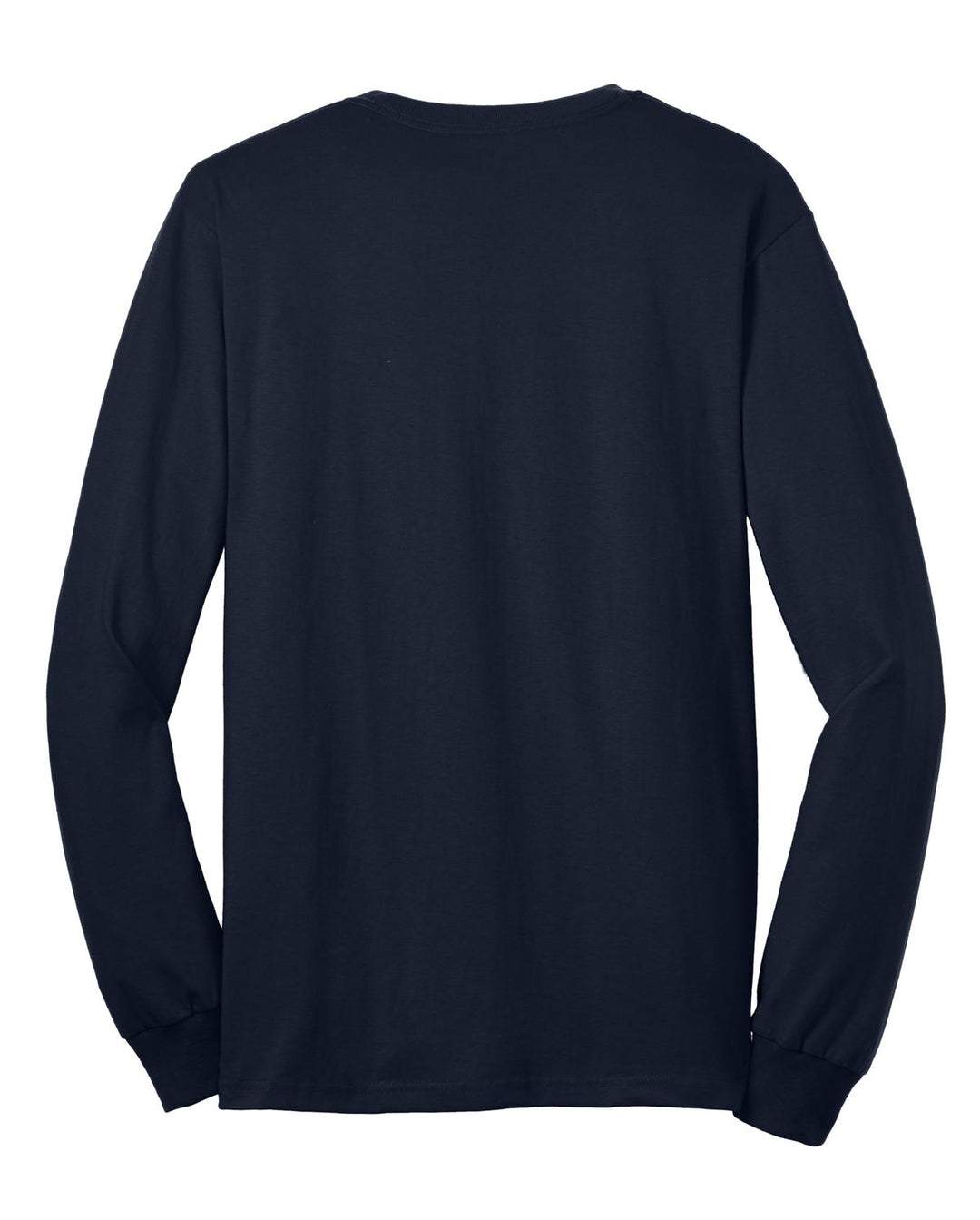 Rear View of Navy Gildan - Ultra Cotton 100% US Cotton Long Sleeve T-Shirt with Pocket. 2410