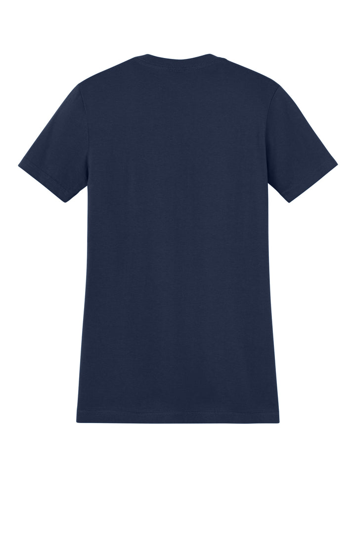 Rear View of Navy Gildan Women's Softstyle Midweight Tee 65000L