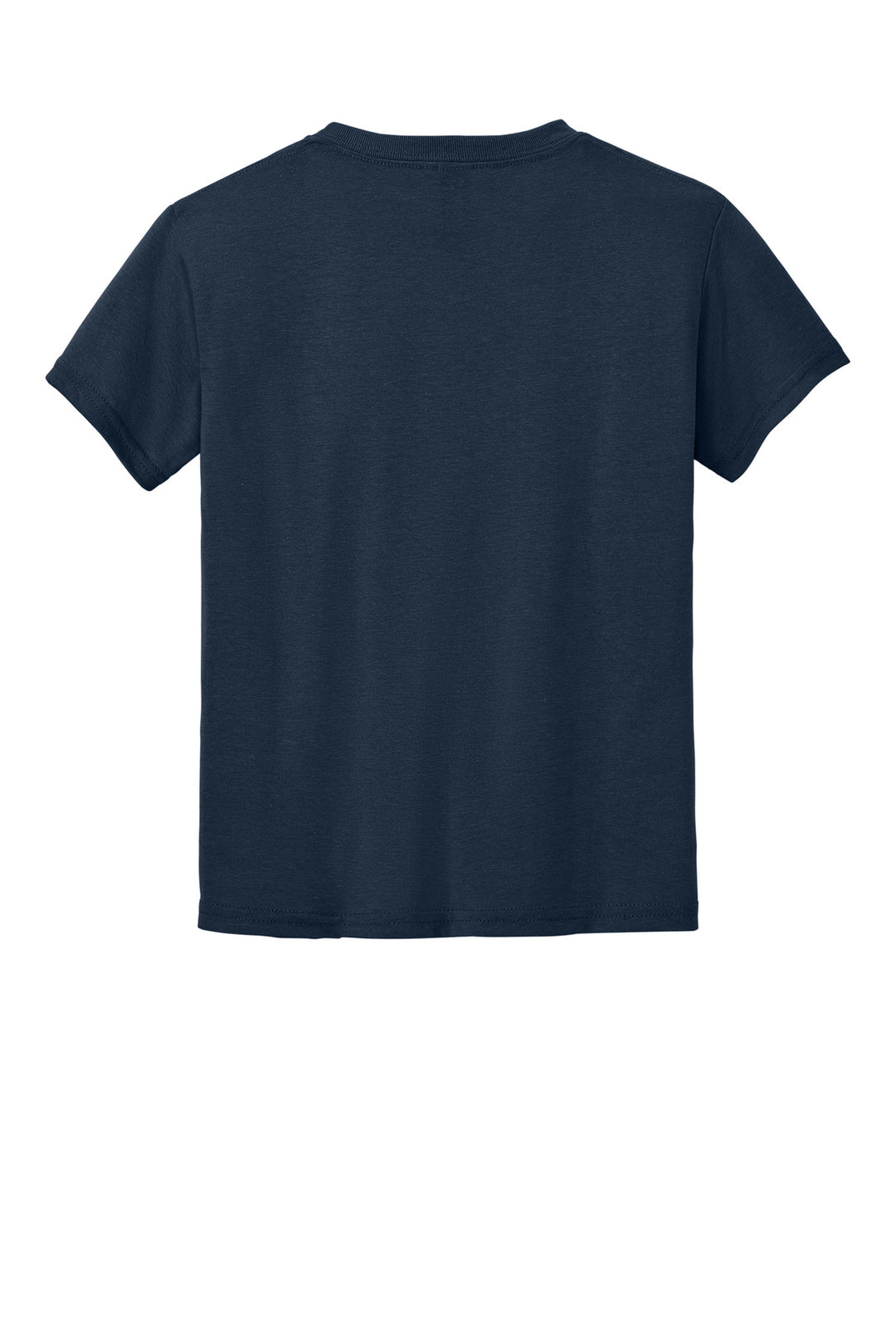 Rear View of Navy Gildan Youth DryBlend 50 Cotton/50 Poly T-Shirt. 8000B