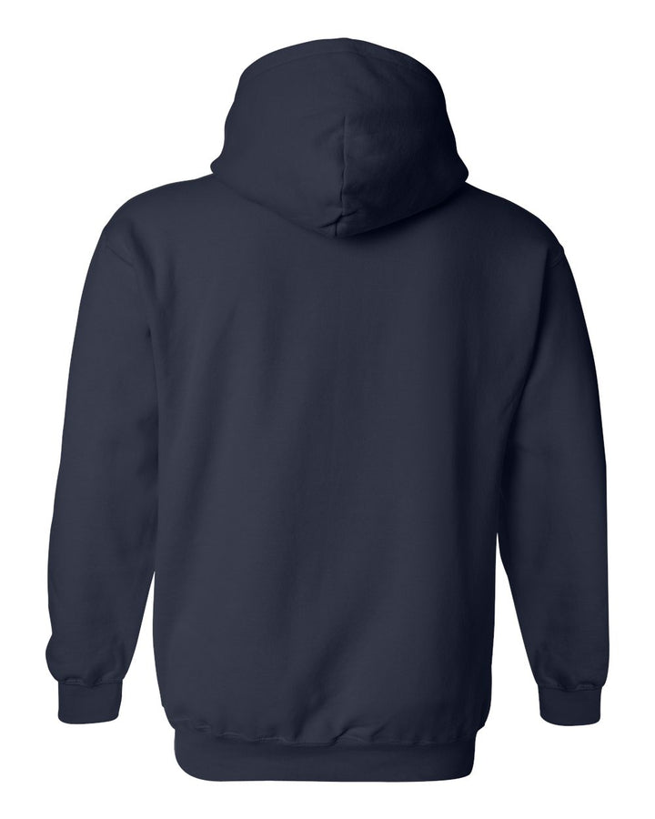 Rear View of Navy Heavy Blend™ Hooded Sweatshirt - 18500