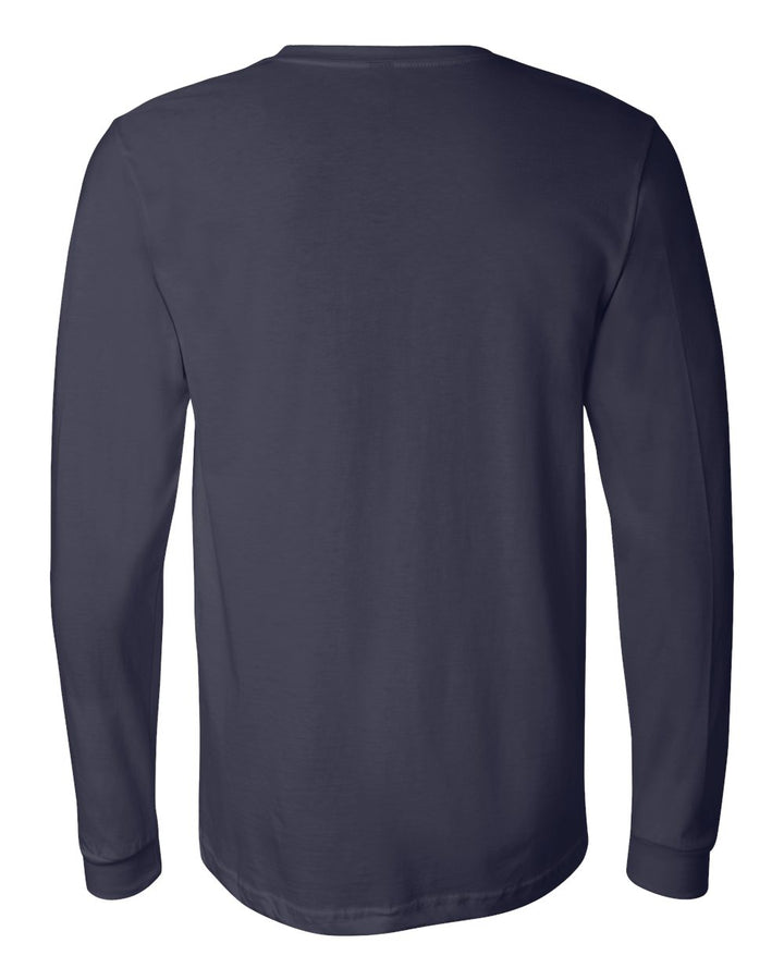Rear View of Navy Jersey Long Sleeve Tee - 3501