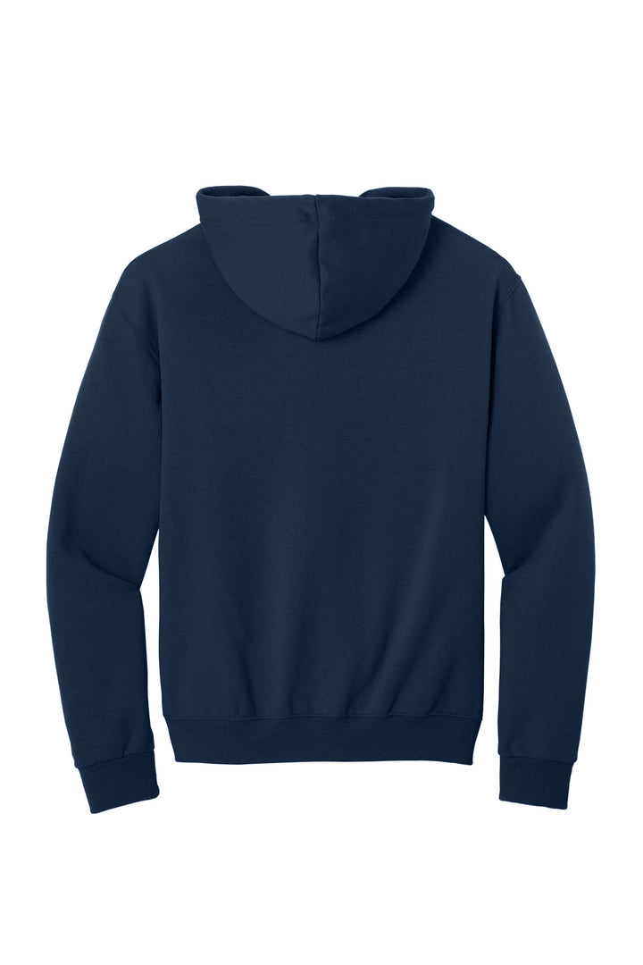 Rear View of Navy Jerzees - NuBlend Full-Zip Hooded Sweatshirt. 993M
