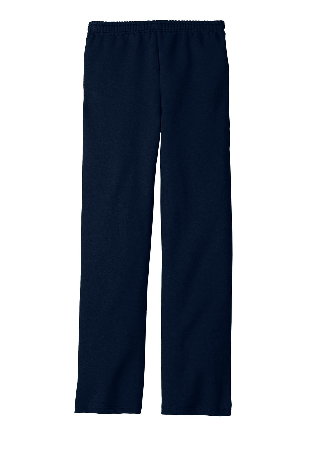 Rear View of Navy Jerzees NuBlend Open Bottom Pant with Pockets. 974MP