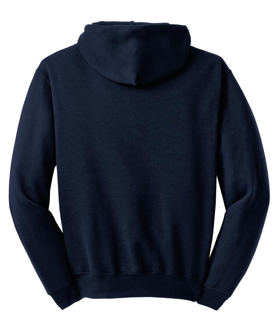 Rear View of Navy Jerzees NuBlend Pullover Hooded Sweatshirt. 996M