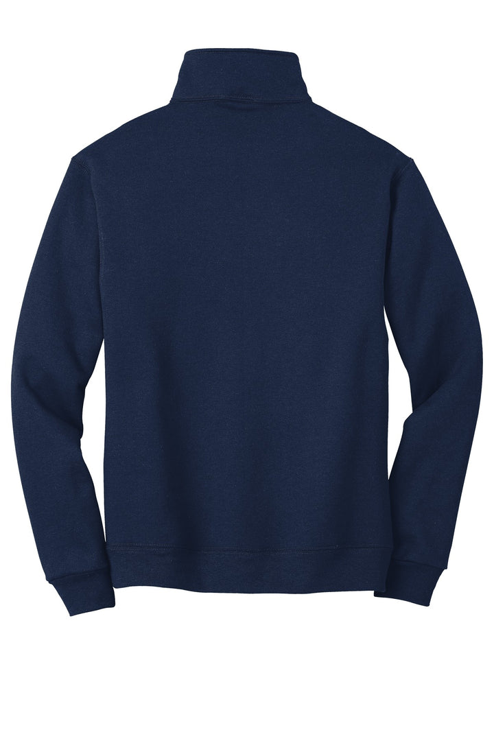 Rear View of Navy Jerzees Super Sweats NuBlend - 1/4-Zip Sweatshirt with Cadet Collar. 4528M