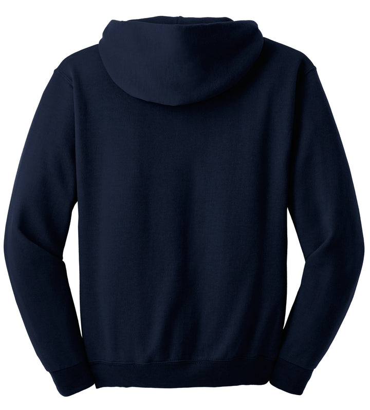 Rear View of Navy Jerzees Super Sweats NuBlend - Pullover Hooded Sweatshirt. 4997M