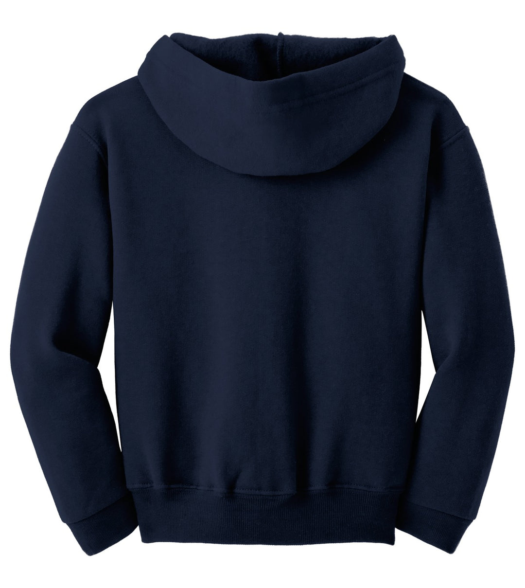 Rear View of Navy Jerzees - Youth NuBlend Full-Zip Hooded Sweatshirt. 993B