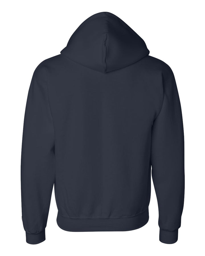 Rear View of Navy Powerblend® Full-Zip Hooded Sweatshirt - S800