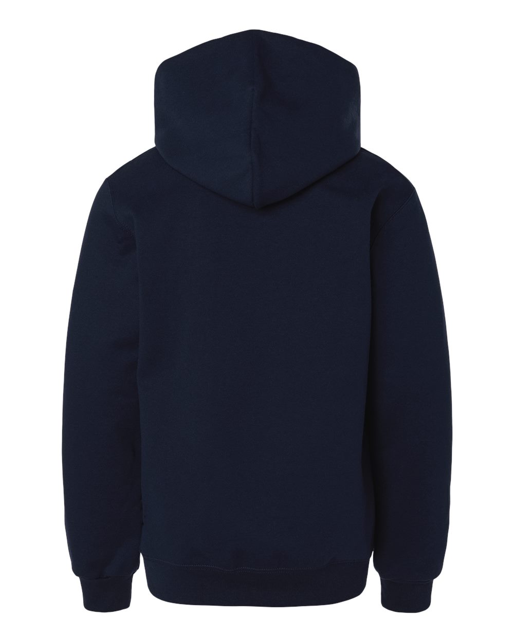 Rear View of Navy Powerblend® Youth Hooded Sweatshirt - S790