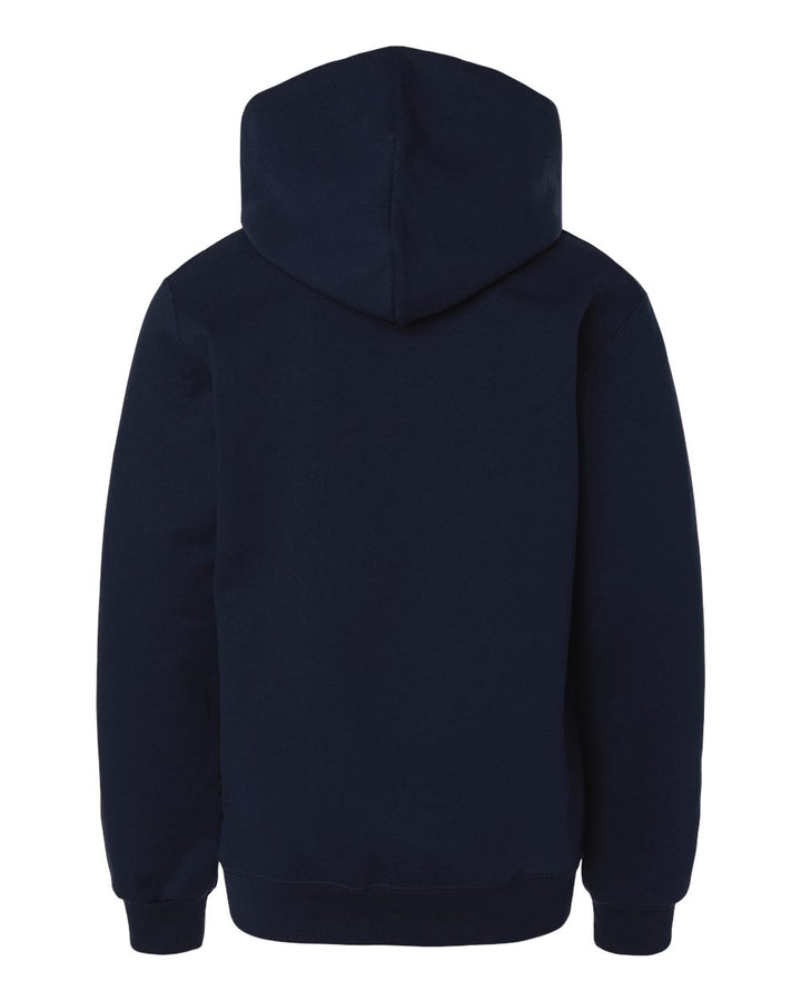 Rear View of Navy Powerblend® Youth Hooded Sweatshirt - S790