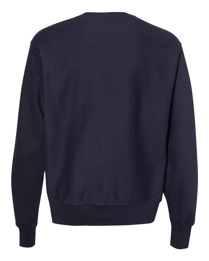 Rear View of Navy Reverse Weave® Crewneck Sweatshirt - S149