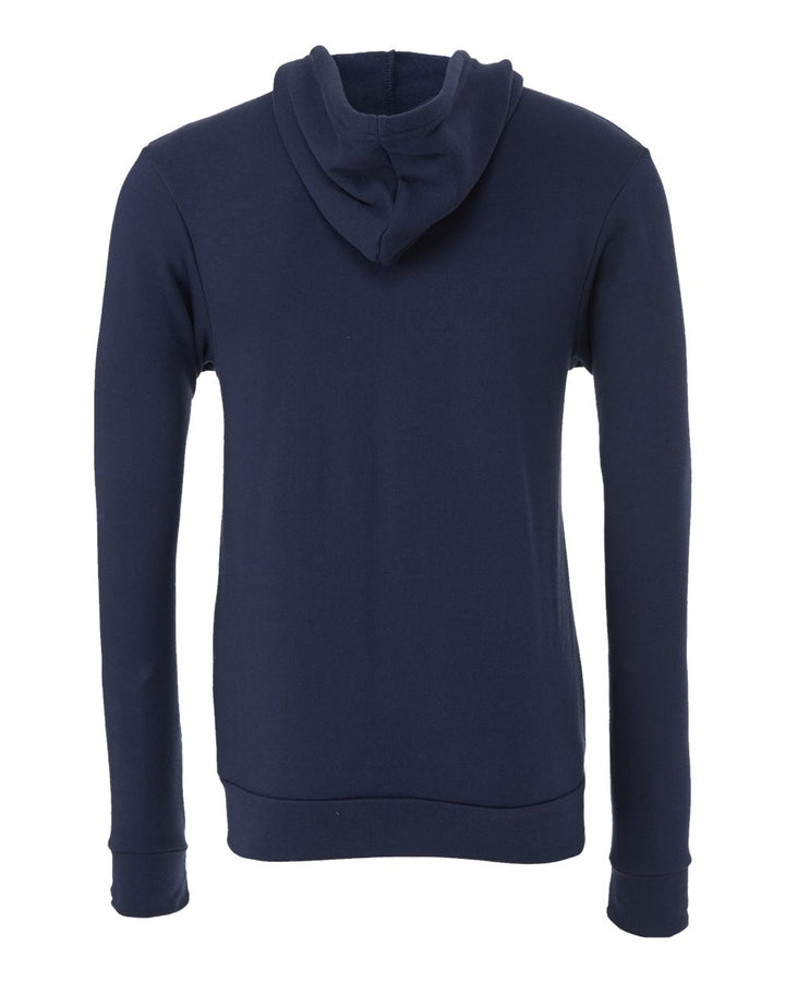 Rear View of Navy Sponge Fleece Full-Zip Hoodie - 3739