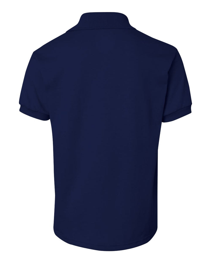 Rear View of Navy Youth Ecosmart® Jersey Polo - 054Y