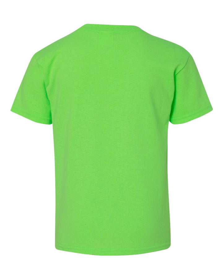 Rear View of Neon Green Heavy Cotton™ Youth T-Shirt - 5000B