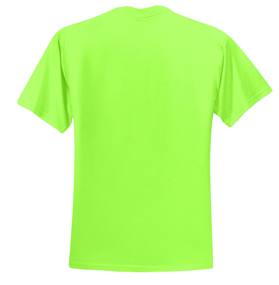Rear View of Neon Green Jerzees - Dri-Power 50/50 Cotton/Poly T-Shirt. 29M
