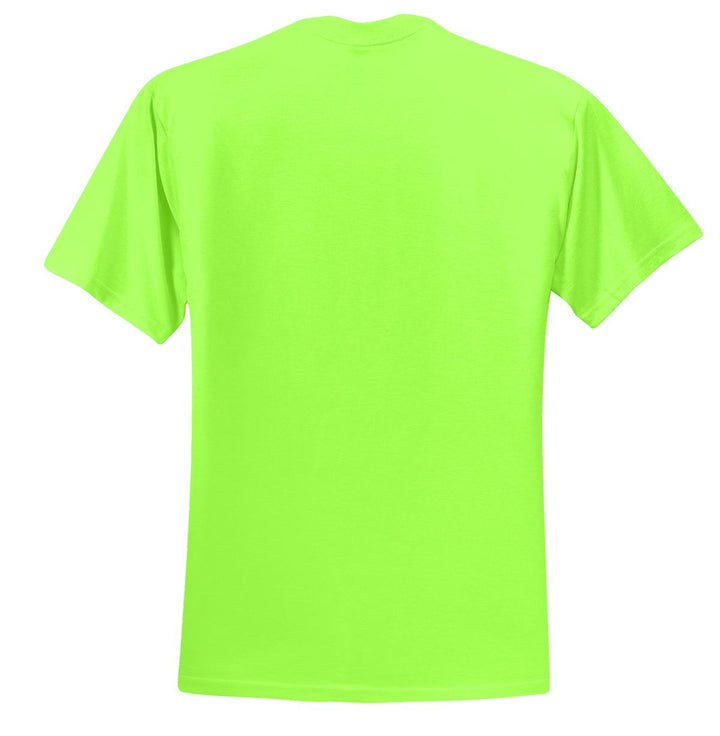 Rear View of Neon Green Jerzees - Dri-Power 50/50 Cotton/Poly T-Shirt. 29M