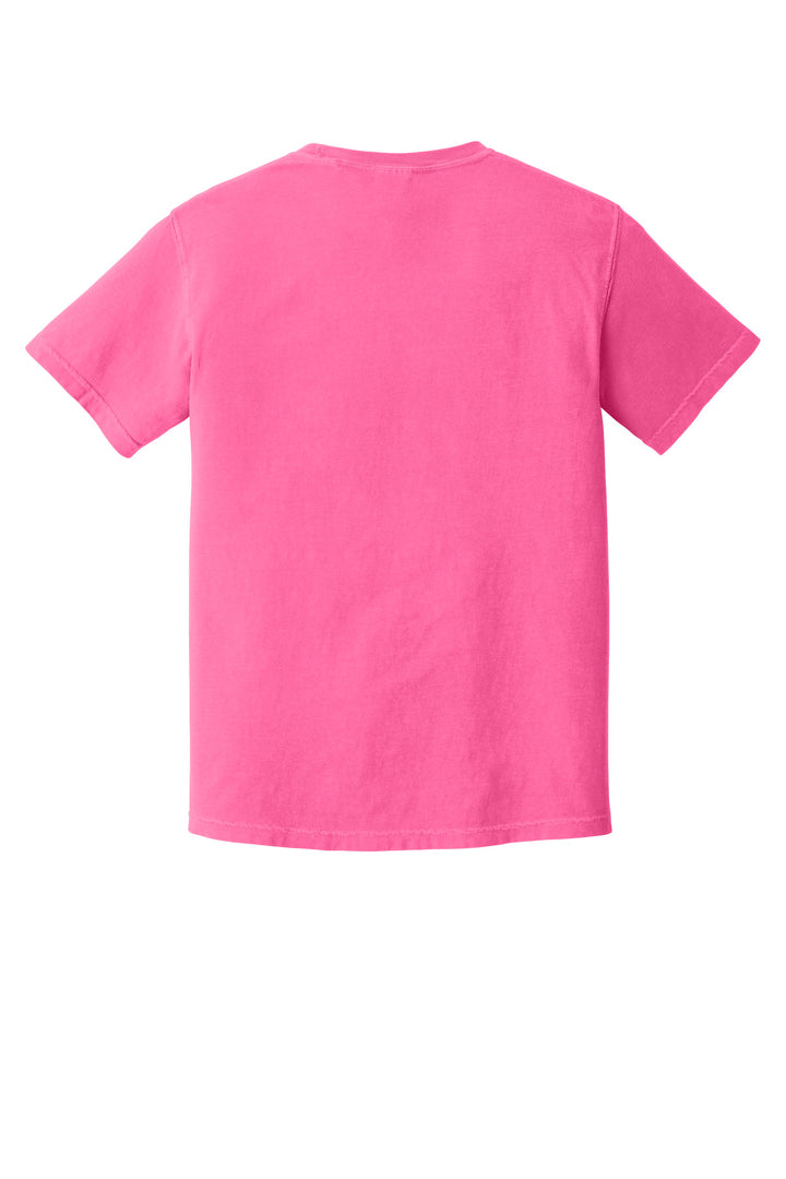 Rear View of Neon Pink COMFORT COLORS Heavyweight Ring Spun Tee. 1717