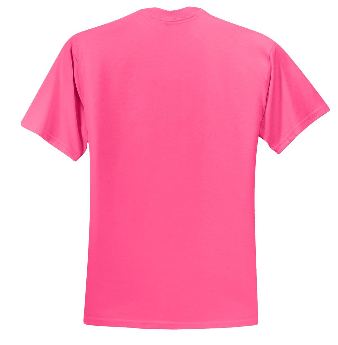 Rear View of Neon Pink Jerzees - Dri-Power 50/50 Cotton/Poly T-Shirt. 29M