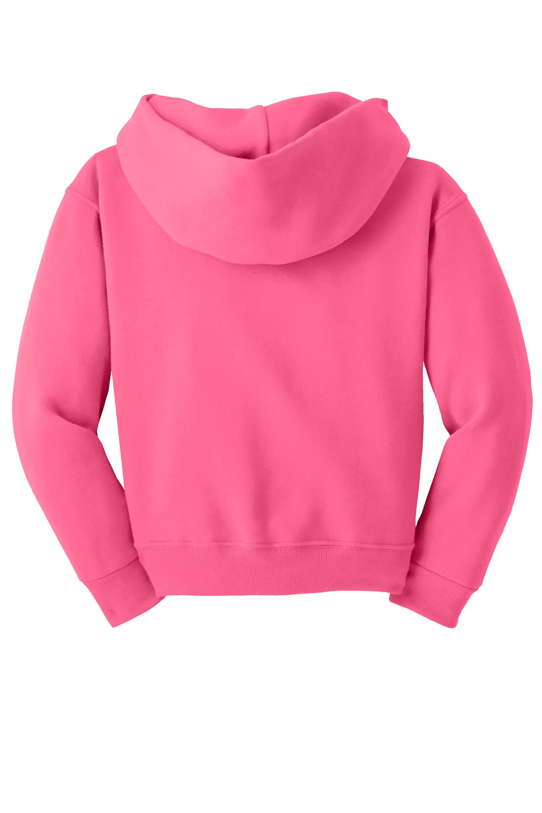 Rear View of Neon Pink Jerzees - Youth NuBlend Pullover Hooded Sweatshirt. 996Y
