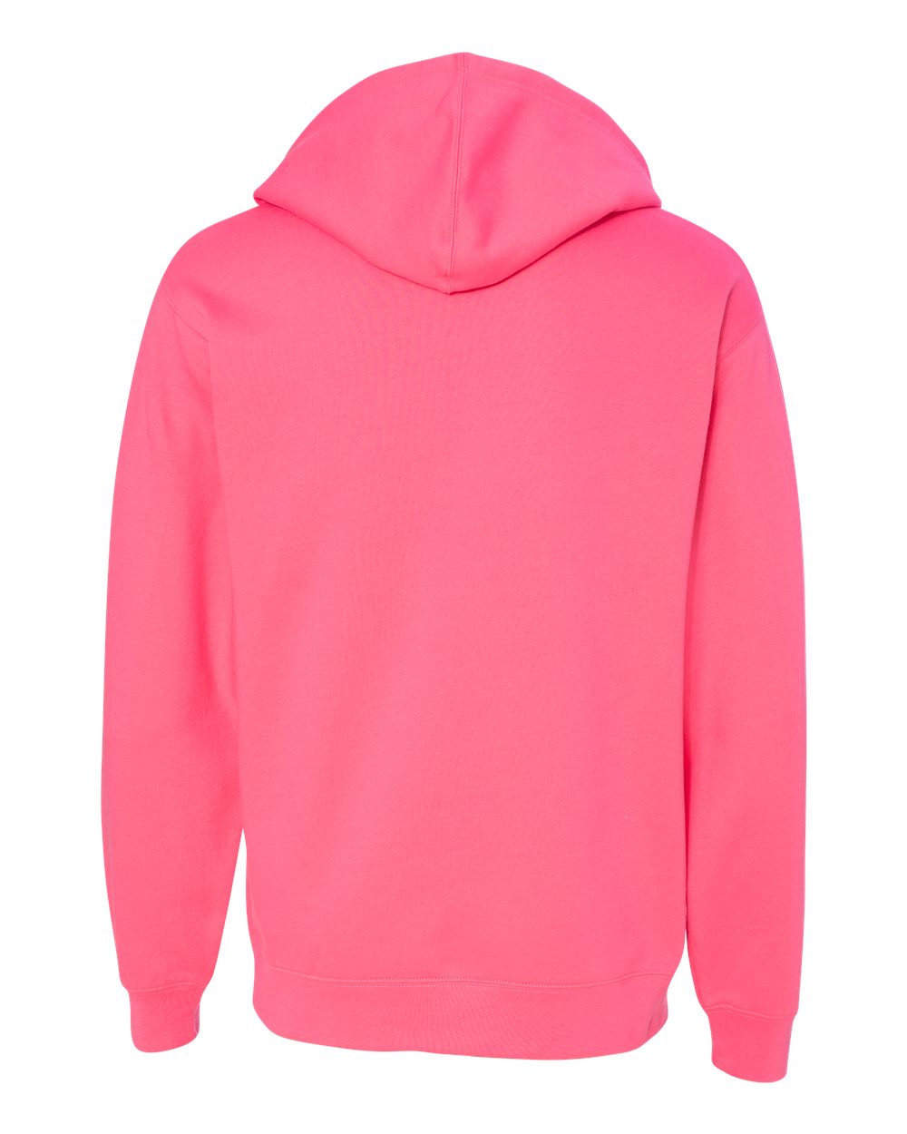 Rear View of Neon Pink Midweight Hooded Sweatshirt - SS4500