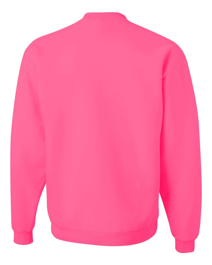 Rear View of Neon Pink NuBlend® Crewneck Sweatshirt - 562MR