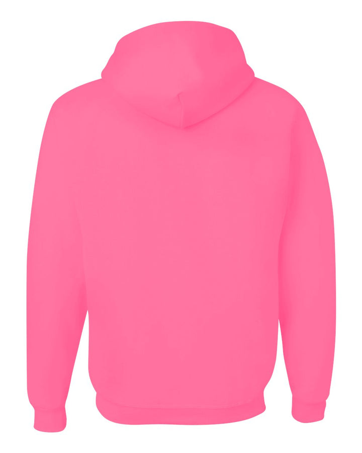 Rear View of Neon Pink NuBlend® Hooded Sweatshirt - 996MR