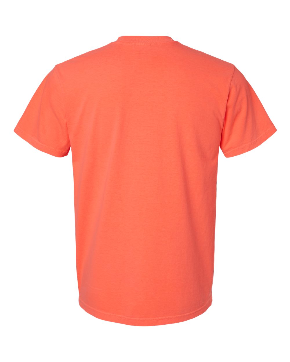 Rear View of Neon Red Orange Garment-Dyed Heavyweight Pocket T-Shirt - 6030