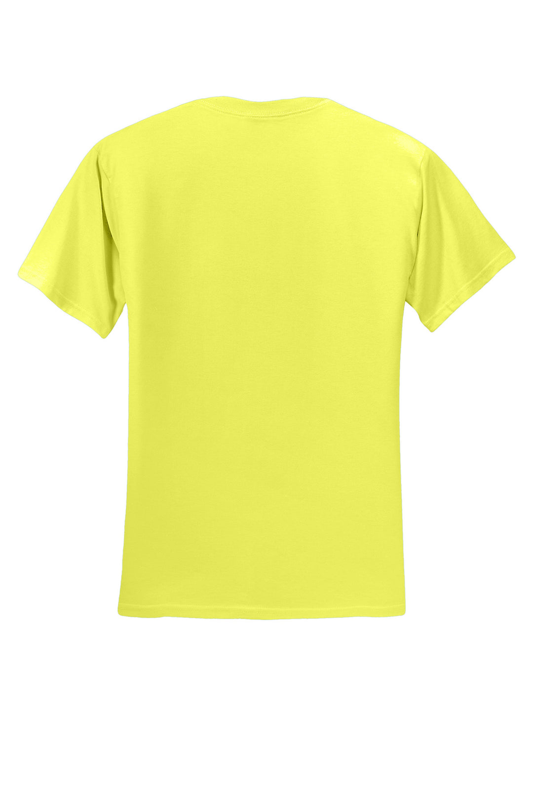Rear View of Neon Yellow Jerzees - Dri-Power 50/50 Cotton/Poly T-Shirt. 29M