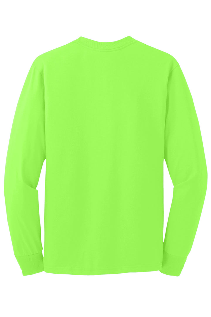 Rear View of NeonGreen Jerzees - Dri-Power 50/50 Cotton/Poly Long Sleeve T-Shirt. 29LS
