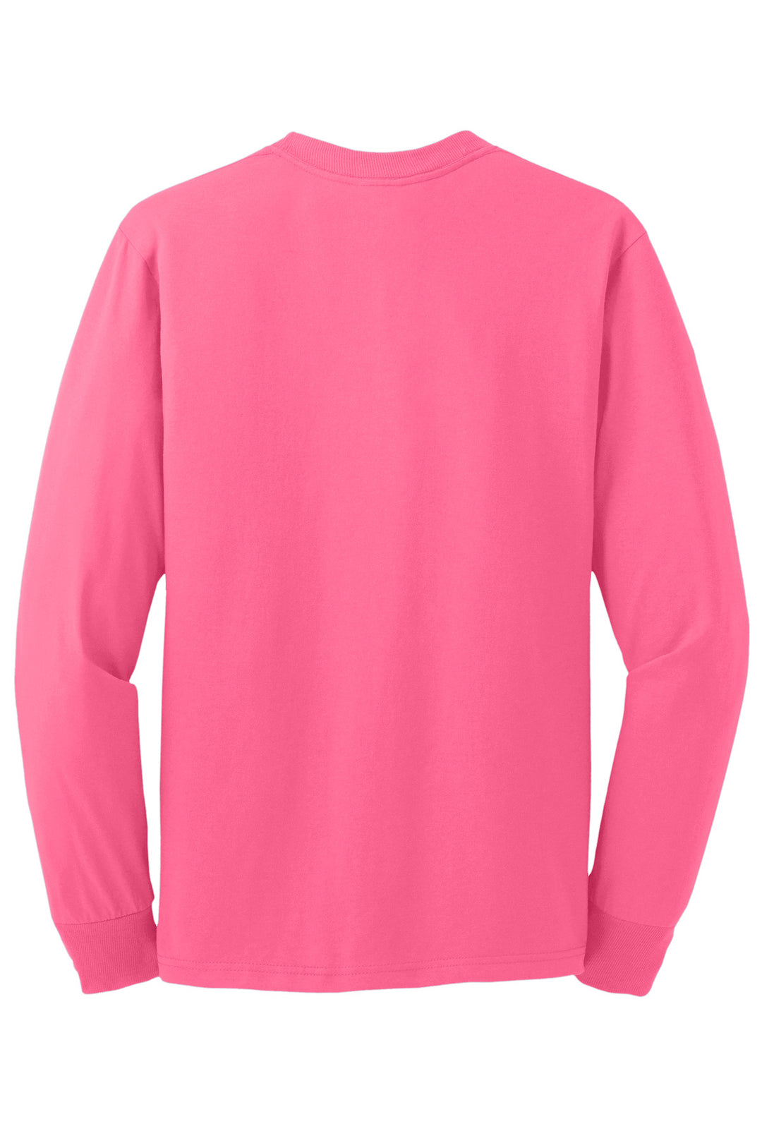 Rear View of NeonPink Jerzees - Dri-Power 50/50 Cotton/Poly Long Sleeve T-Shirt. 29LS
