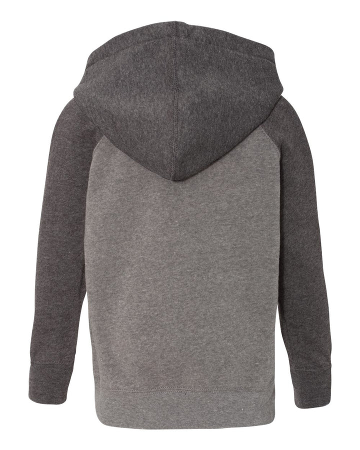 Rear View of Nickel/ Carbon Toddler Special Blend Hooded Raglan Sweatshirt - PRM10TSB