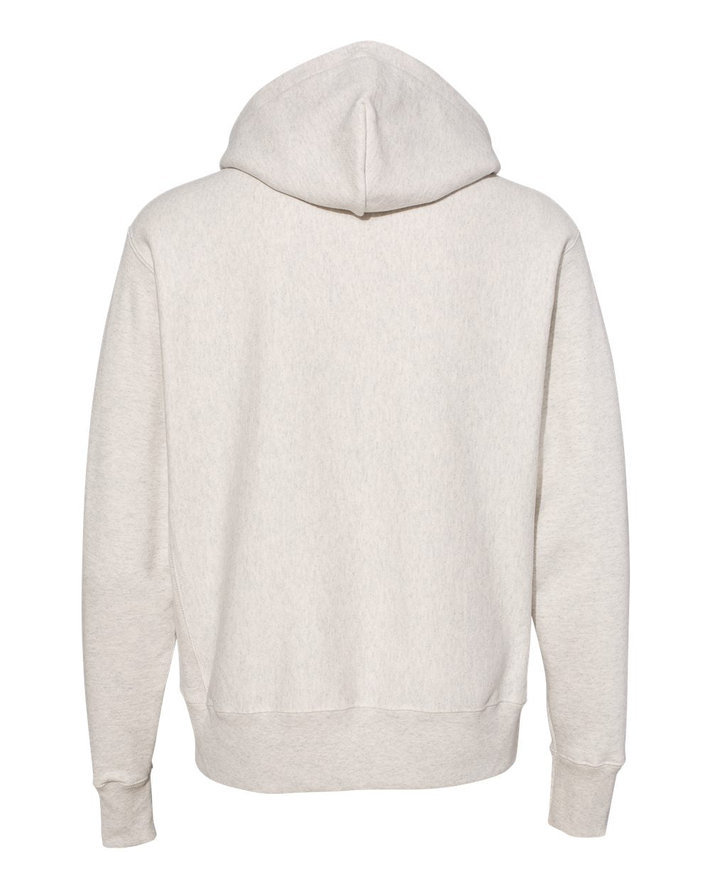 Rear View of Oatmeal Heather Reverse Weave® Hooded Sweatshirt - S101
