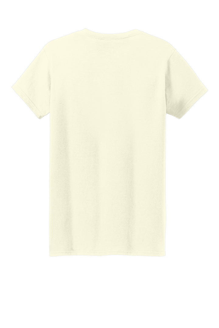 Rear View of OffWhite Gildan Women's Heavy Cotton 100% Cotton T-Shirt. 5000L