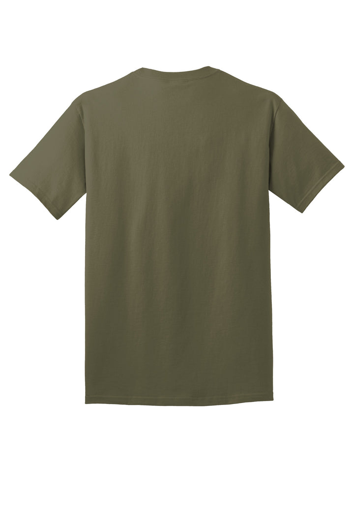 Rear View of Olive Drab Grn Port & Company - Core Cotton Tee. PC54