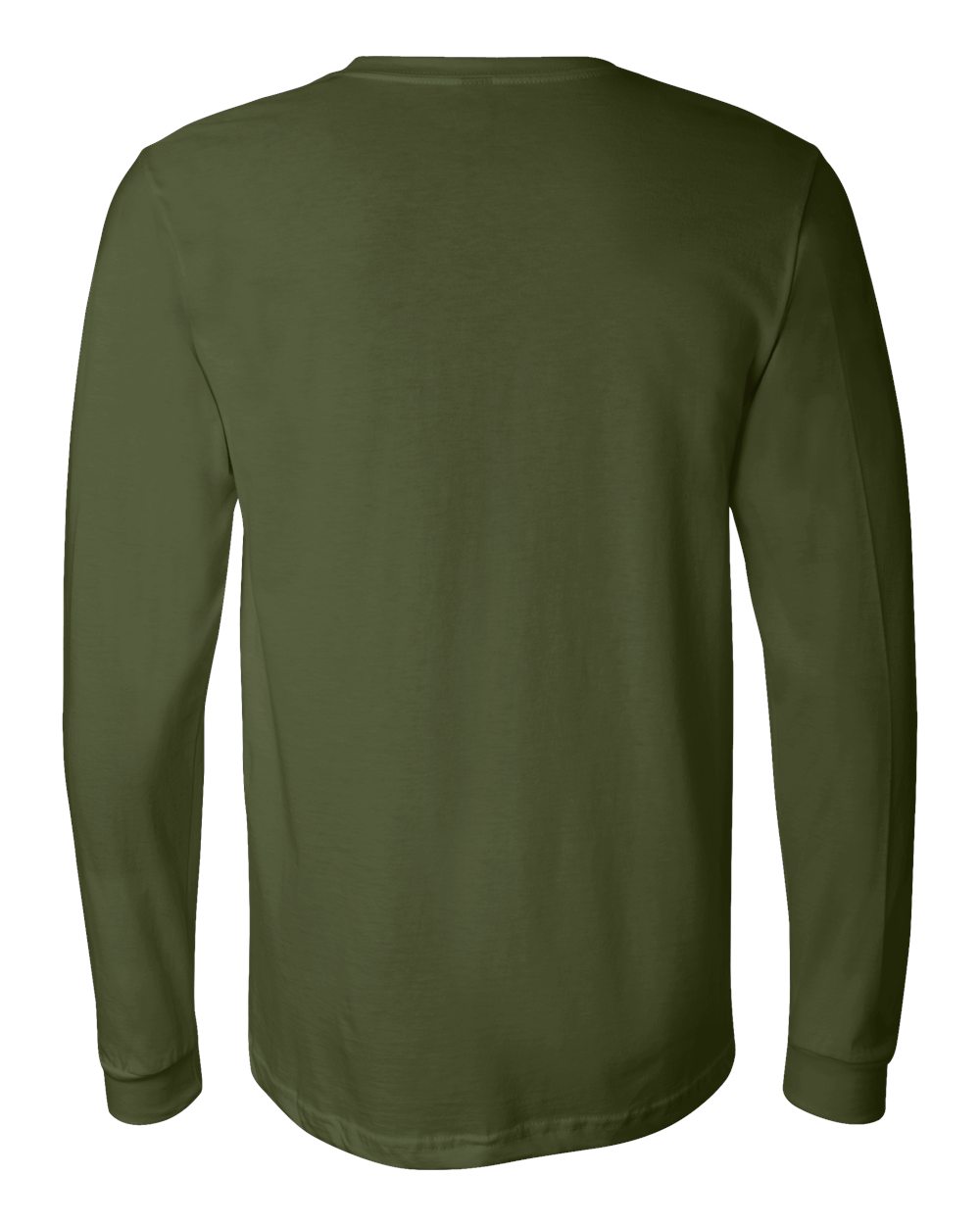 Rear View of Olive Jersey Long Sleeve Tee - 3501