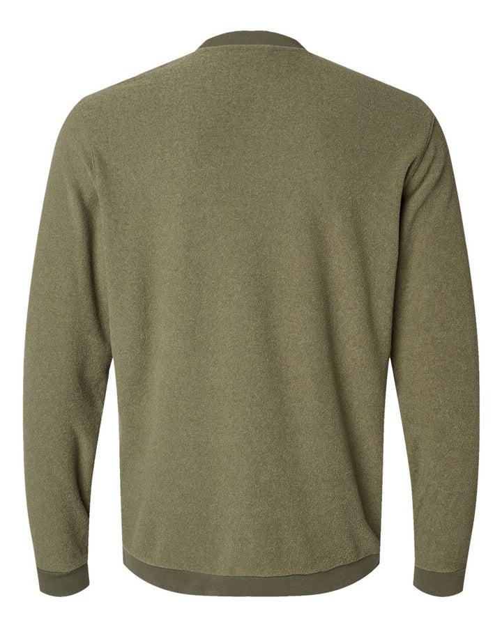 Rear View of Olive Strata Crewneck Sweatshirt - A586