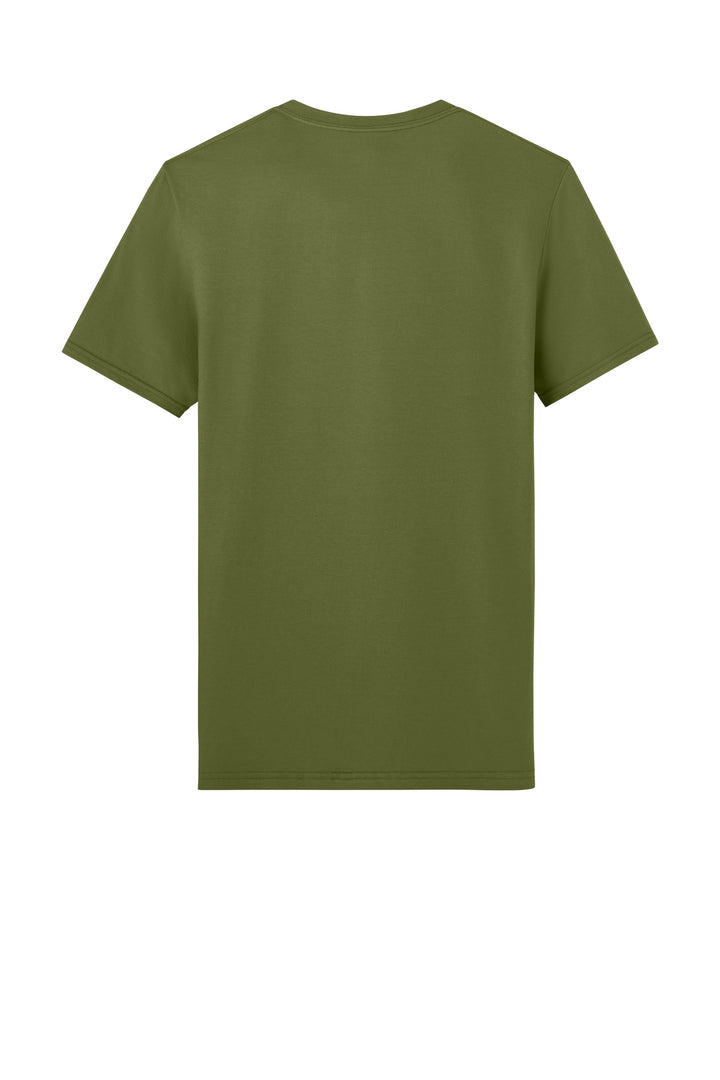 Rear View of OliveOil Jerzees Unisex Premium Combed Ring Spun Cotton Tee 570M