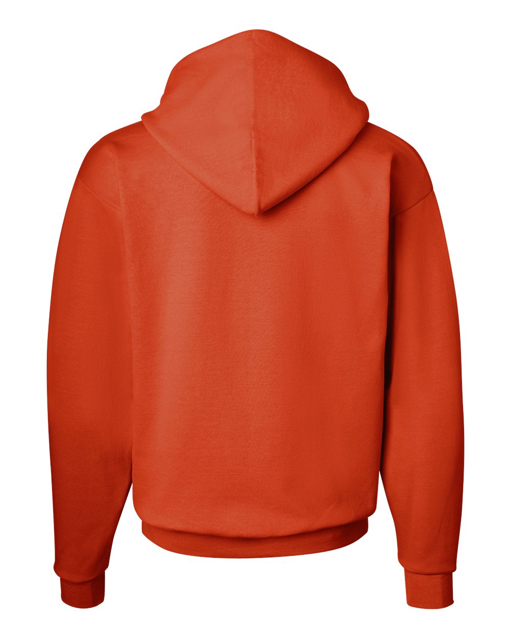 Rear View of Orange Ecosmart® Hooded Sweatshirt - P170