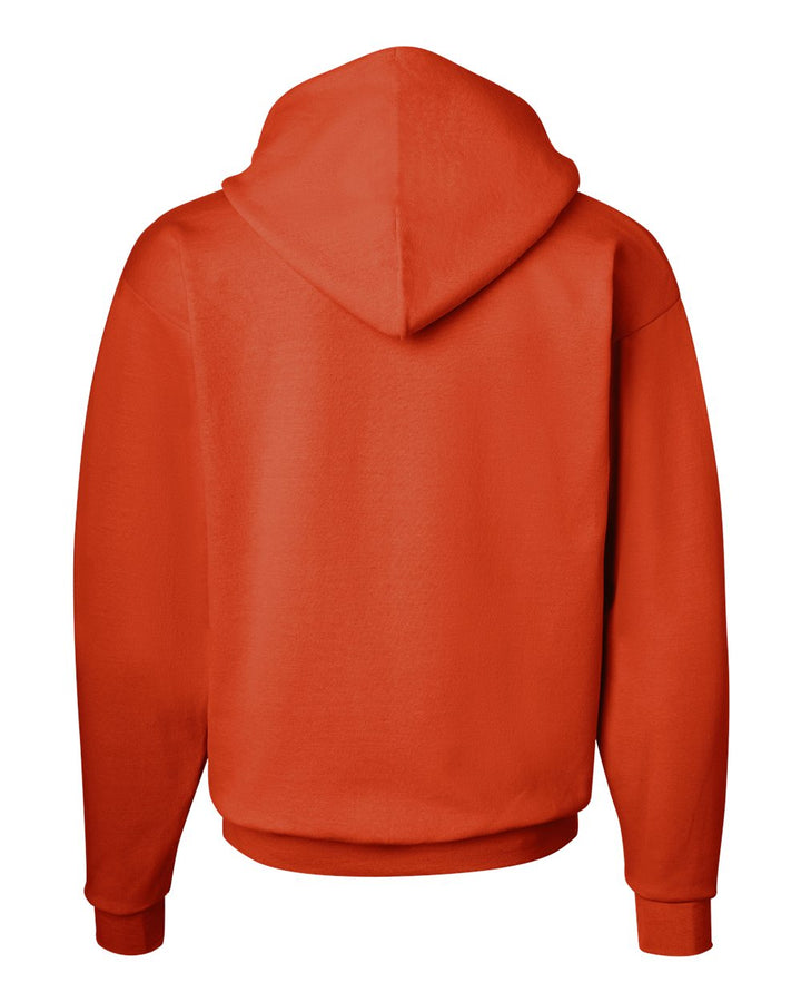 Rear View of Orange Ecosmart® Hooded Sweatshirt - P170