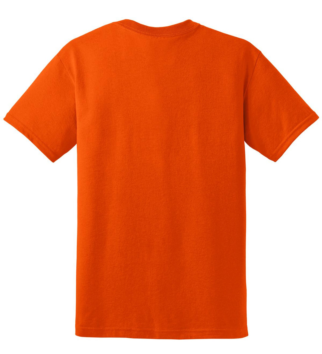 Rear View of Orange Gildan DryBlend 50 Cotton/50 Poly T-Shirt. 8000