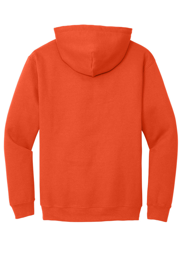 Rear View of Orange Gildan - Heavy Blend Hooded Sweatshirt. 18500